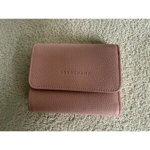 Longchamp Le Foulonne Compact Tri-Fold Wallet - Powder Pink Leather - New